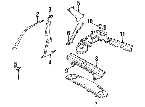 1986 Honda Accord Interior Trim Lining, L. RR. Pillar *NH91L* (LOFTY GRAY) Diagram for 84181-SE3-A01ZA
