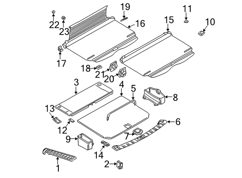 1999 BMW 540i Interior Trim - Rear Body Cover For Roller Cover Support Diagram for 51478217252