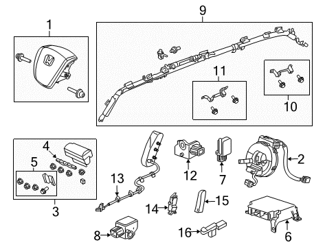 2011 Honda Pilot Air Bag Components Snsr Assy, Sde Impct Diagram for 77970-SZA-A01