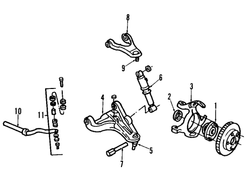 1984 Cadillac Eldorado Front Suspension Components, Lower Control Arm, Upper Control Arm, Stabilizer Bar, Torsion Bar Shock Absorber Diagram for 4993587