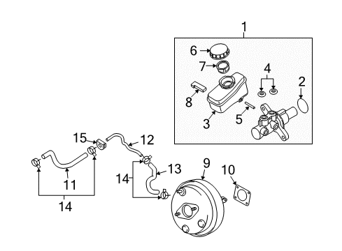 2013 Nissan 370Z Hydraulic System Master Vacuum Assembly Diagram for D7210-1ET1A