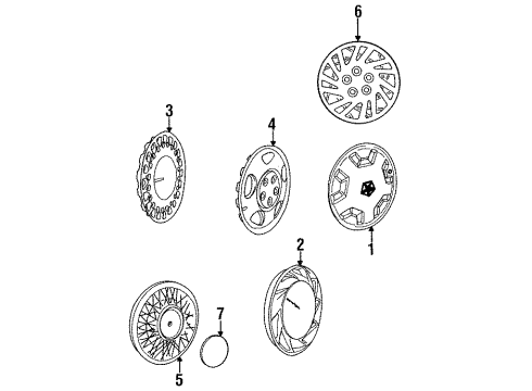 1993 Plymouth Grand Voyager Wheel Covers & Trim Wheel Cover Diagram for 4626230