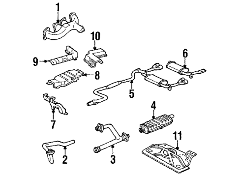 1993 Cadillac Eldorado Exhaust Components, Exhaust Manifold Exhaust Muffler Assembly (W/Tail Pipe) Diagram for 3531051