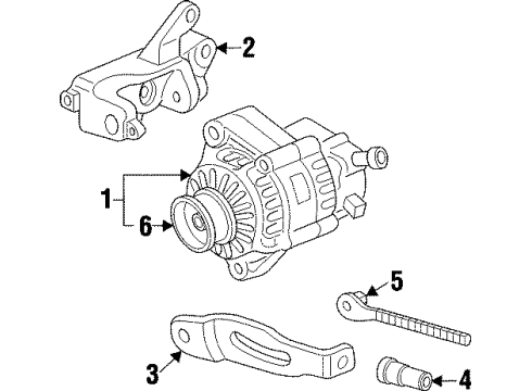 1997 Acura TL Alternator Bracket, Alternator Diagram for 31112-P1R-000