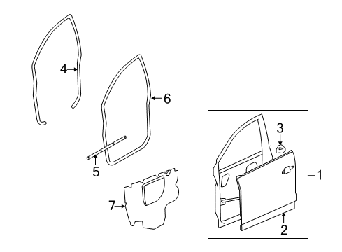 2009 Saturn Vue Front Door Weatherstrip On Body Diagram for 25913655