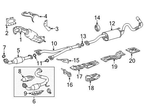 2018 Toyota Tacoma Exhaust Components, Exhaust Manifold Muffler & Pipe Diagram for 17430-0P460