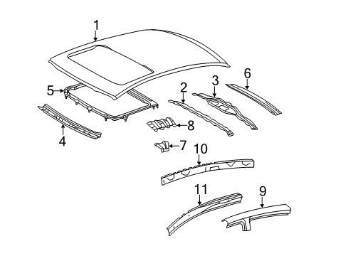 2007 Toyota Avalon Roof & Components Windshield Header Diagram for 63132-AC030