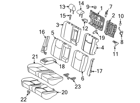 2010 Toyota Prius Rear Seat Components Seat Hinge Diagram for 71303-47020