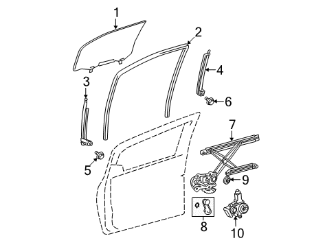 2010 Toyota Yaris Front Door Run Channel Diagram for 67402-52100