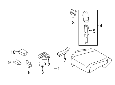 2009 Infiniti FX35 Driver Seat Components Cushion Ted Diagram for 873D7-1CA1A