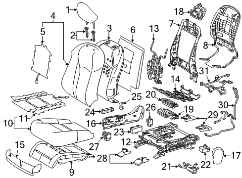 2018 Lexus RX450h Power Seats Frame Sub-Assembly, Front Seat Diagram for 71013-0E060