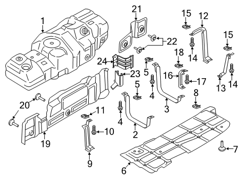 2022 Ford F-250 Super Duty Fuel System Components Support Strap Nut Diagram for HC3Z-9054-F