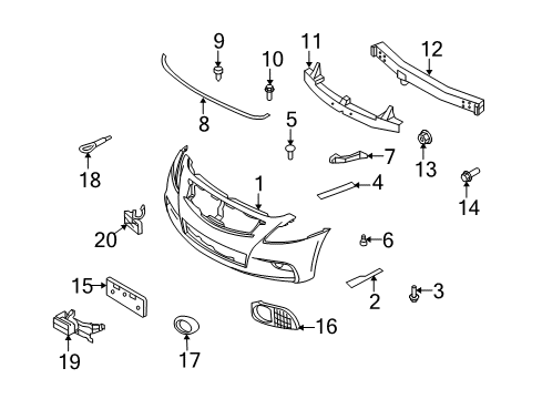 2012 Infiniti G37 Cruise Control System Distance Sensor Assembly Diagram for 28437-1NM1D