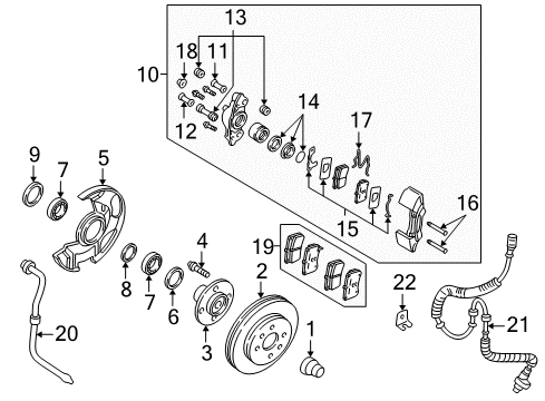 2002 Kia Rio Anti-Lock Brakes Nut-Lock Diagram for MD06Y33042