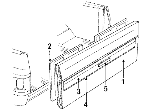1989 Chevrolet Blazer Tail Gate & Hardware, Exterior Trim Molding-End Gate Lower Diagram for 15568977