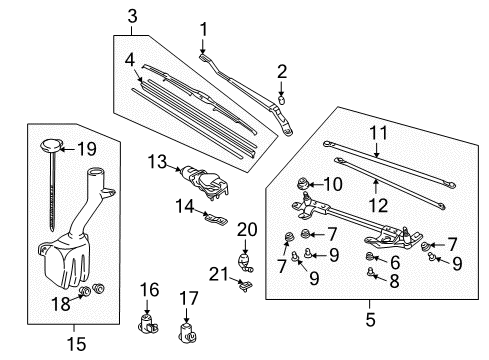 1997 Honda CR-V Wiper & Washer Components Motor, Front Wiper Diagram for 76505-S04-G01