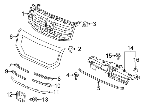 2012 Honda Pilot Grille & Components Screw, Tapping (3X12) Diagram for 90120-S0K-A00