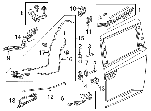 2014 Honda Odyssey Door Hardware Ml R Sl Door Center Rlr Diagram for 72521-TK8-A02