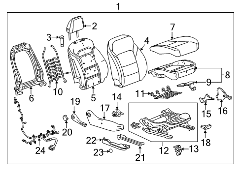 2018 GMC Acadia Passenger Seat Components Seat Cushion Pad Diagram for 84572330