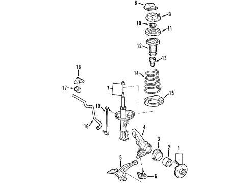 1999 Lexus ES300 Front Suspension Components, Lower Control Arm, Stabilizer Bar Stabilizer Bar Diagram for 48811-AC020