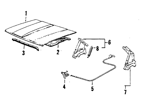 1987 Toyota Cressida Hood & Components Lock Assembly, Hood Diagram for 53510-22170