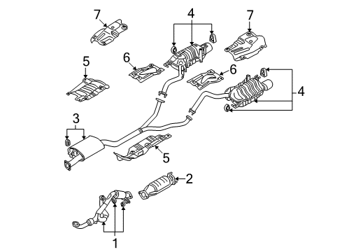 2007 Hyundai Santa Fe Exhaust Components Right Muffler Assembly Diagram for 28700-2B351