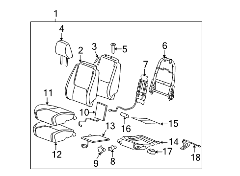 2009 Chevrolet Equinox Heated Seats Pad Asm, Driver Seat Cushion Diagram for 19150201