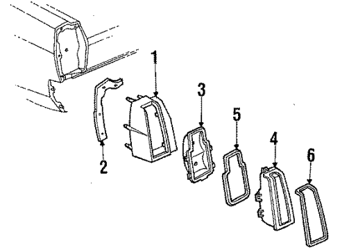 1984 Oldsmobile 98 Tail Lamps Lens, Rear Combination Lamp Diagram for 5971954