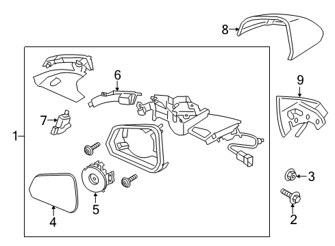 2019 Ford Mustang Mirrors Mirror Glass Diagram for FR3Z-17K707-S