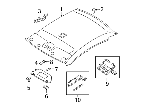 2008 Nissan Altima Interior Trim - Roof Lamp Assembly-Map Diagram for 26430-JA00A
