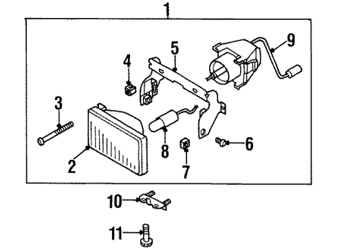 1999 Isuzu Rodeo Fog Lamps Lamp Assembly, Driver Side Fog Lamp Diagram for 8-97124-001-3