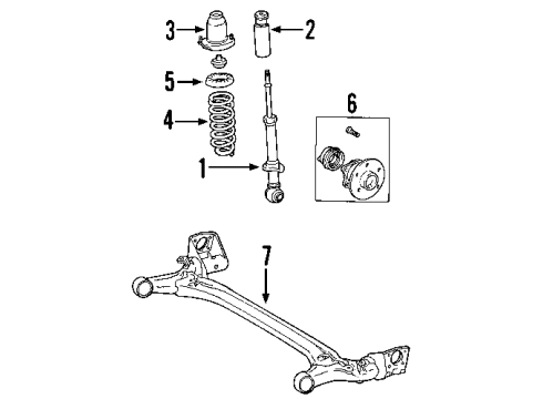 2003 Toyota Corolla Rear Suspension, Stabilizer Bar, Suspension Components Shock Absorber Diagram for 48530-09F90