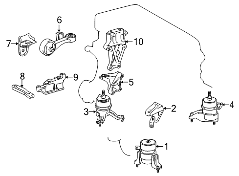 2017 Toyota Avalon Engine & Trans Mounting Stay Bracket Diagram for 12331-0V030