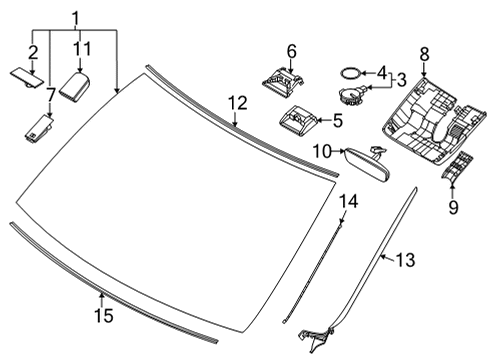 2021 Genesis GV80 Windshield Glass, Reveal Moldings Tapping Screw-COUNTERSINK Head Diagram for 12433-03107-K