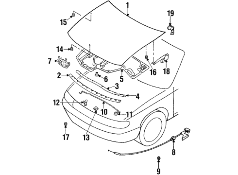 1994 Nissan Altima Hood & Components Male Assy-Hood Lock Diagram for 65601-1E500