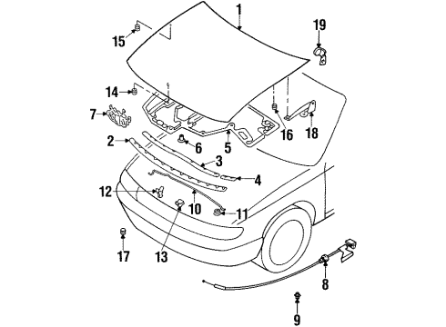 1994 Nissan Altima Hood & Components Bumper-Hood Rod Diagram for 65721-D4000