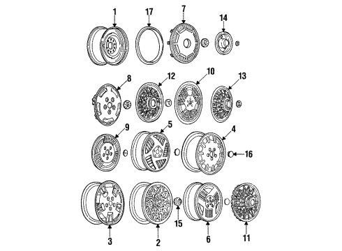 1985 Pontiac 6000 Wheels, Covers & Trim Wheel Trim Hub Cap Assembly Diagram for 10031312