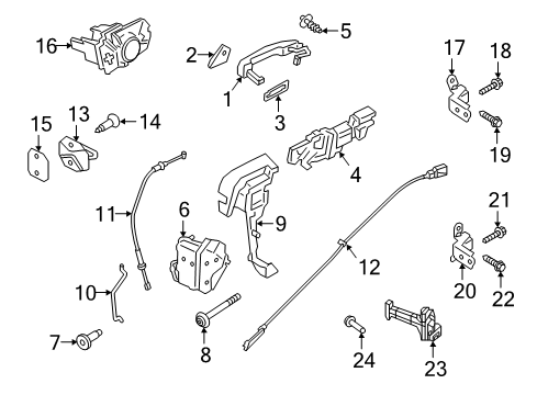 2021 Ford Ranger Rear Door Lock Cable Diagram for KB3Z-21221A00-A