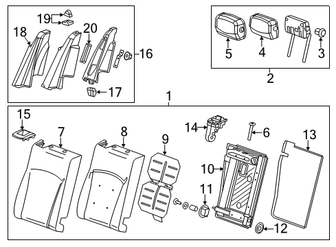 2014 Cadillac XTS Rear Seat Components Latch Diagram for 13388304