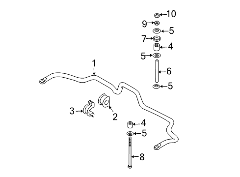 2004 Kia Sorento Stabilizer Bar & Components - Rear Boss Diagram for 555113E000