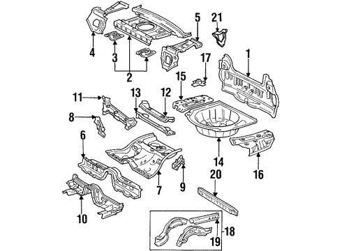 1993 Lexus GS300 Rear Body Panel, Floor & Rails Pan, Center Floor, Front Diagram for 58202-30100