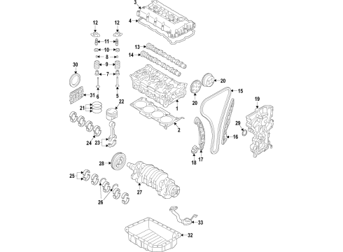 2017 Hyundai Sonata Engine Parts, Mounts, Cylinder Head & Valves, Camshaft & Timing, Variable Valve Timing, Oil Pan, Oil Pump, Balance Shafts, Crankshaft & Bearings, Pistons, Rings & Bearings Bearing Pair Set-Crank shaft Diagram for 210302E000