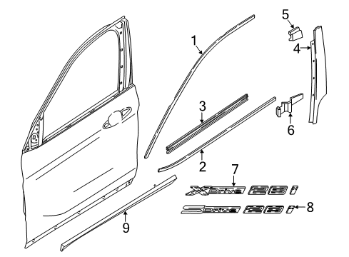 2017 BMW X1 Exterior Trim - Front Door Window Frame Cover, Front Right Door Diagram for 51337410386