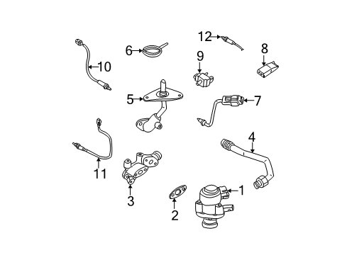 2000 Nissan Maxima Emission Components Heated Oxygen Sensor, Rear Diagram for 226A0-2Y904