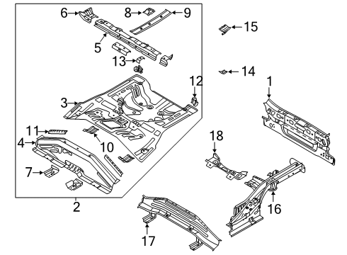 2020 Kia Soul Rear Body Panel, Floor & Rails BRKT Assembly-Child LWR Diagram for 89797K0000