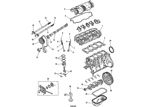 1986 Chevrolet Spectrum Engine Parts, Mounts, Cylinder Head & Valves, Camshaft & Timing, Oil Pan, Oil Pump, Crankshaft & Bearings, Pistons, Rings & Bearings Arm Diagram for 94256962