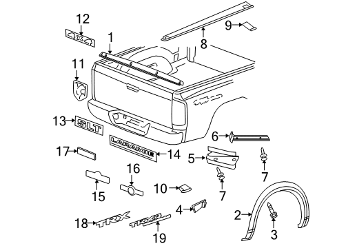 2010 Dodge Ram 1500 Exterior Trim - Pick Up Box Screw-Tapping HEXAGON Head Diagram for 6104601AA