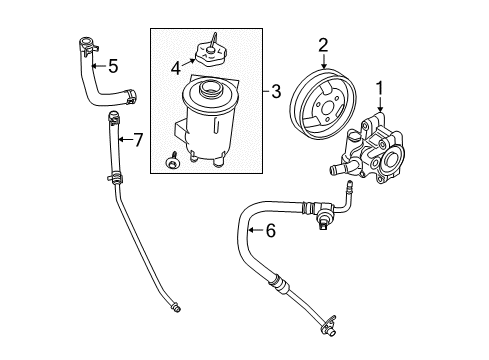2008 Ford Ranger P/S Pump & Hoses, Steering Gear & Linkage Power Steering Pump Diagram for 7L5Z-3A674-CRM