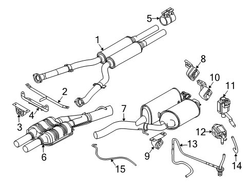 2002 BMW 745Li Exhaust Components Rear Exhaust Flap Muffler Diagram for 18107511042