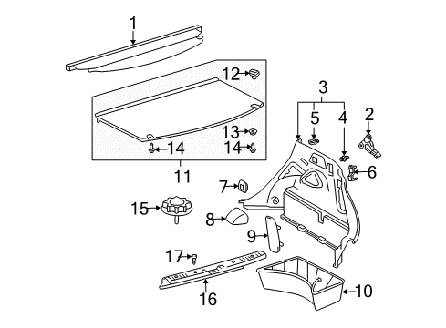 2004 Scion xA Interior Trim - Rear Body Shock Cover Diagram for 58732-52010-B1